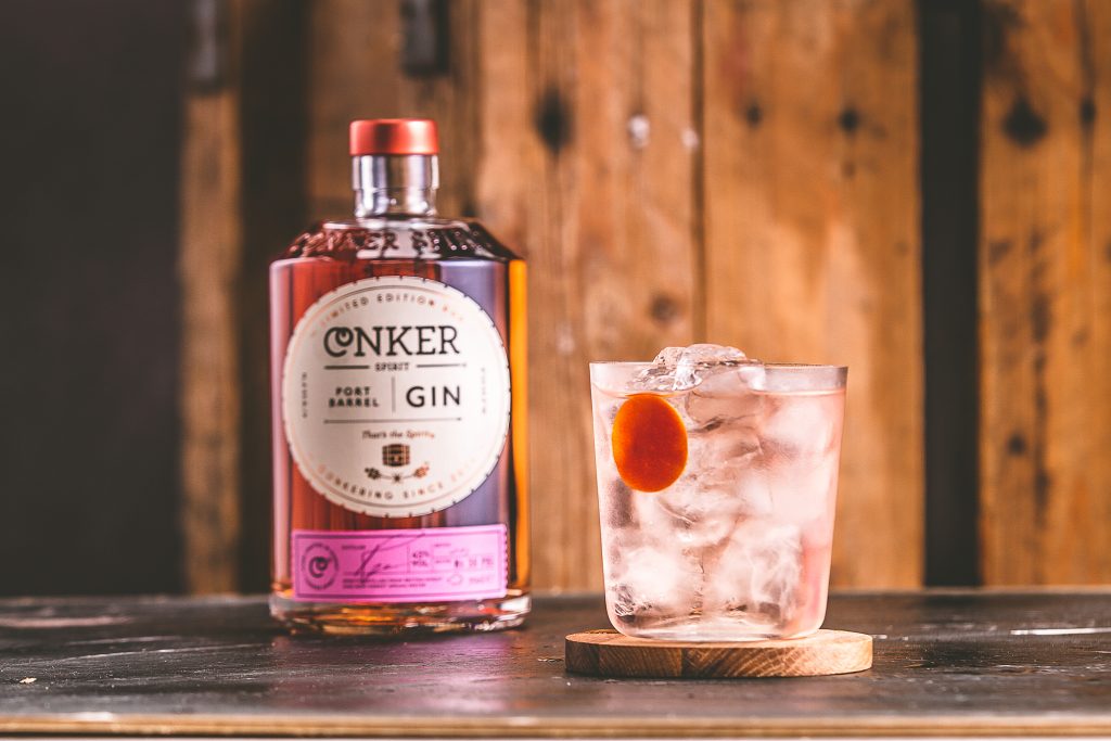 Conker Spirits port barrel gin on ice