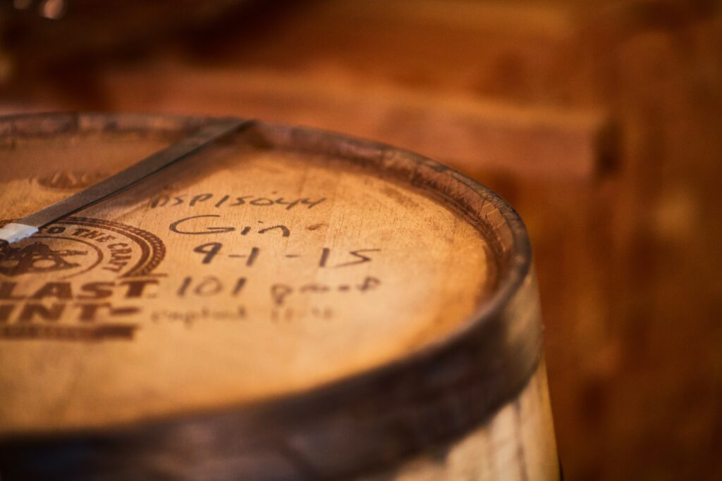 Barrel-aged gin is aged in wooden barrels. 